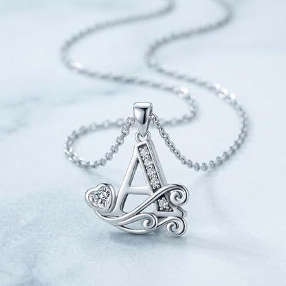 S925 Sterling Silver Initial Letter Necklaces for Women Dainty Letter Chain Necklace for Women Personalized Jewelry Gifts - style: AAA