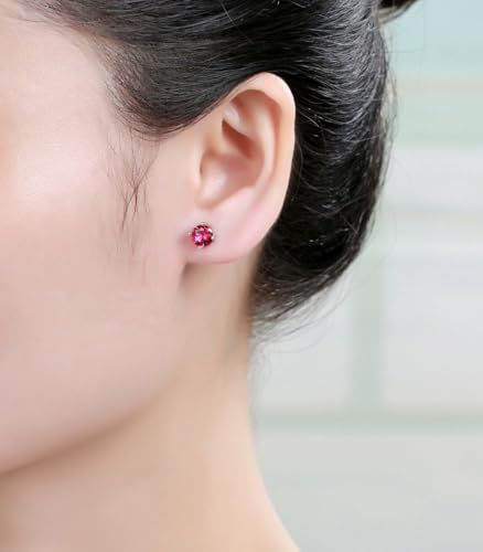 Adabele Authentic Sterling Silver Birthstone Stud Earrings 6mm 8mm Cubic Zirconia Imitation Diamond Gemstone Hypoallergenic Nickel Free Tarnish Resistant Women Fine Jewelry - color: July, size: 6mm/0.84 Carat