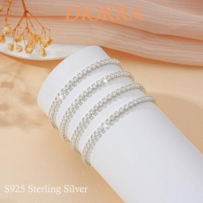 3mm/4mm Cubic Zirconia Classic Tennis Bracelet 14K Gold Plated/Silver Bracelets for Women Size 6.5-7.5 Inch - color: 3mm Tennis Silver, size: 19.5cm/7.5IN