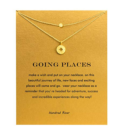 Baydurcan Friendship Anchor Compass Necklace Good Luck Elephant Pendant Chain Necklace with Message Card Gift Card - style: Compass style2