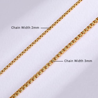 Eusense Stainless Steel Chain Necklace for Men Women Rolo/Wheat/Snake/Box Chain, 2-3MM, 20-24 Inches with Delicate Gift Box - color: 18K Gold-Plated, size: 22+2 Inches Length, style: Rolo Chain-3MM Width