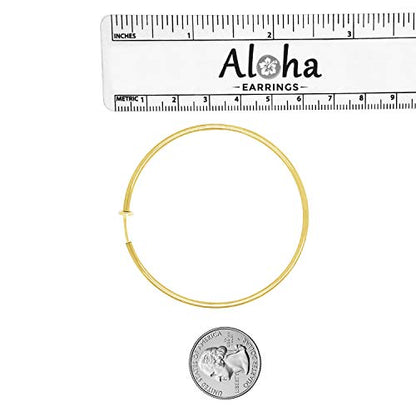 Clip On Spring Hoop Earrings for Non-Pierced Ears - color: Gold-Tone, size: 60mm