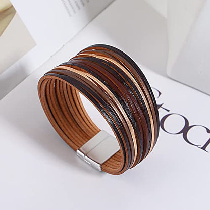 hotoo Leather Wrap Bracelet for Women - color: Dark Brown Leather Bracelets