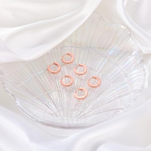 micuco 3 Pairs Small Gold Hoop Huggie Earrings Set for Women Men Tendy | 14K Gold Plated Small Huggie Hoop Earrings for Men, Tiny Cartilage Hypoallergenic Earring Set - style: W# Rose gold 8-10-12mm