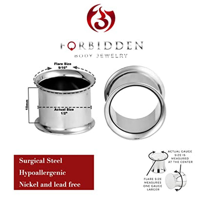 Forbidden Body Jewelry Ear Gauges, Ear Tunnels, Tunnels For Ears, Surgical Steel Mirror Finish Double Flared Tunnel Plug Earrings - style: 2pcs: 12mm (1/2")