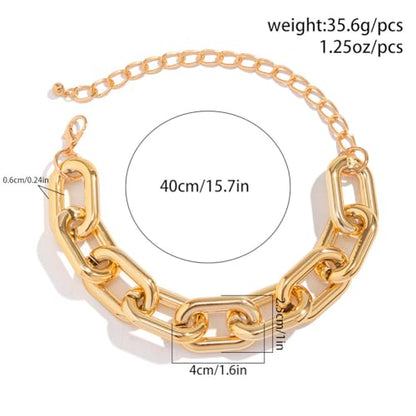 Chunky Gold Chain Necklace for Women Big Chunky Choker Necklace Gold Cuban Link Chain Necklaces Punk Hip-Hop Necklaces Costume Jewelry Gift - color: Gold02