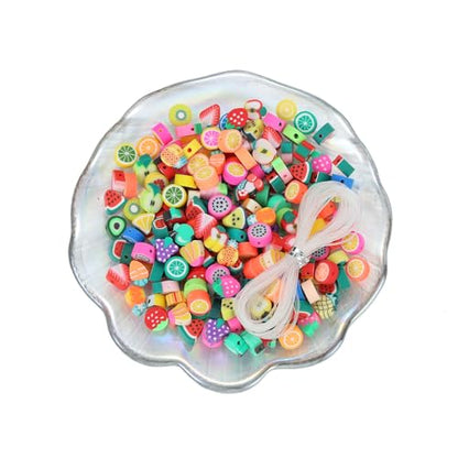 100pcs Mixed Fruit Polymer Clay Spacer Beads for Women Jewelry Making DIY Bracelet Necklace Hair Clip Accessories (Fruit) - color: Fruit