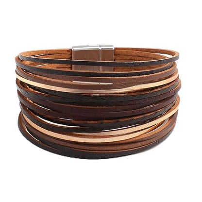 hotoo Leather Wrap Bracelet for Women - color: Dark Brown Leather Bracelets