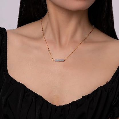 925 Sterling Silver Dainty Freshwater Cultured Pearl Choker Necklace White Genuine Real Pearl Charm Necklaces Jewelry Gifts for Her - color: Baroque-Long-Gold