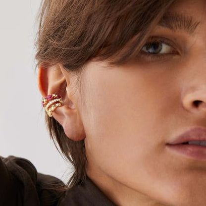 Ear Cuffs Non Piercing for Women 14K Gold Plated Ear Cuff Earrings Colorful Cubic Zirconia Paved Trendy Cartilage Earring Jewelry | Single - color: Rose