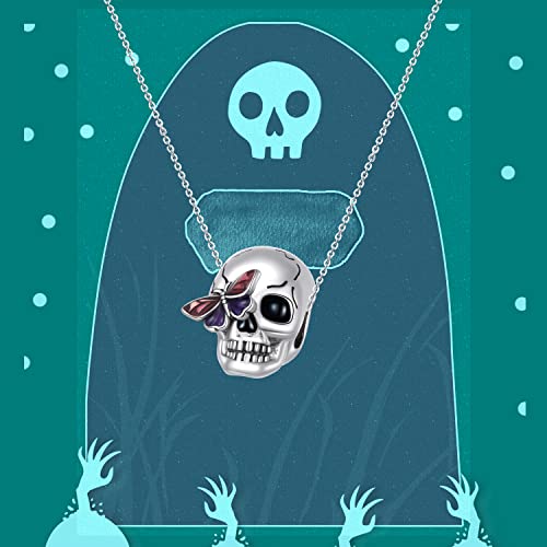 Animal Charms for Bracelets 925 Sterling Silver Bead Charms Bee Butterfly Fox Charm Fits Bracelets and Necklaces Cute Charms for Women - color: Skull