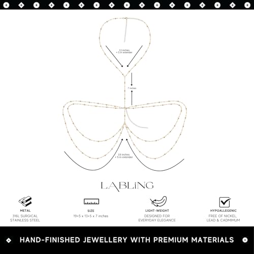 Gold Body Chain for Women | Layered Bikini Belly & Waist Chain Adjustable | Sexy Back Jewelry for Beach Vacation & Parties - color: Style 3