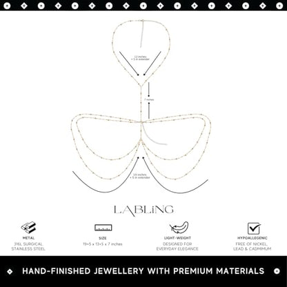 Gold Body Chain for Women | Layered Bikini Belly & Waist Chain Adjustable | Sexy Back Jewelry for Beach Vacation & Parties - color: Style 3