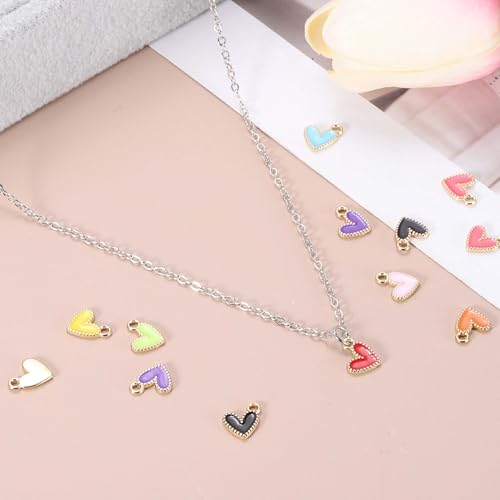 MECCANIXITY Enamel Alloy Heart Charm,Valentine Heart Pendants Love Jewelry Making Charm for DIY Necklace Bracelet Earrings Keychain - color: Red