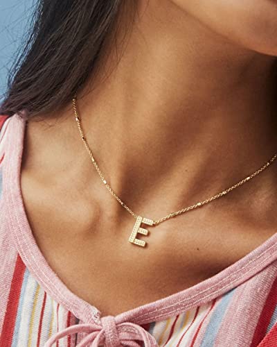 Kendra Scott Letters A-Z Pendant Necklace for Women, Fashion Jewelry, 14k Gold-Plated Brass - color: Letter E