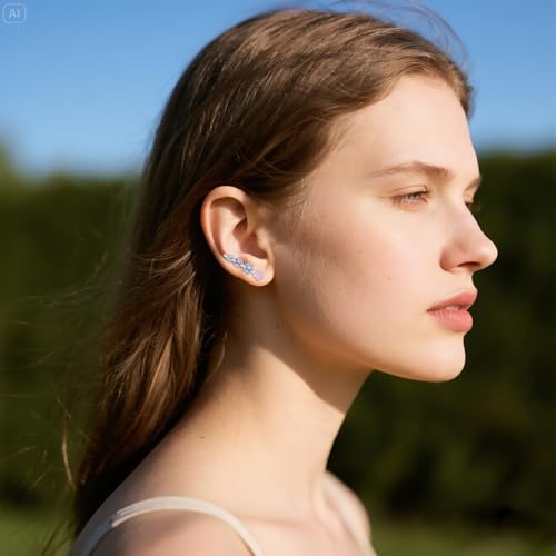 Ear Climbers Earrings for Women Sterling Silver Vintage Ear Crawler Earrings Jewelry Gifts for Women - style: Cherry Blossom Flower
