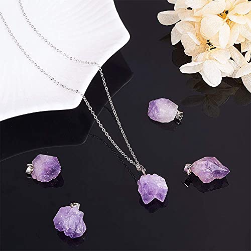 DanLingJewelry 20 pcs Natural Amethyst Pendants Tumbled Healing Crystal Chakra Reiki Gemstone Bead Charms for Necklace Jewellery Making - color: Amethyst- 20pcs