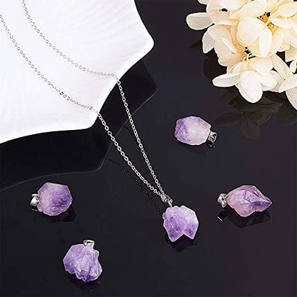 DanLingJewelry 20 pcs Natural Amethyst Pendants Tumbled Healing Crystal Chakra Reiki Gemstone Bead Charms for Necklace Jewellery Making - color: Amethyst- 20pcs