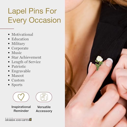 SHOP AWARDS AND GIFTS Rose Flower Enamel Metal Lapel Pin, Retro Pins for Clothes, - style: White Rose, Pack of 10