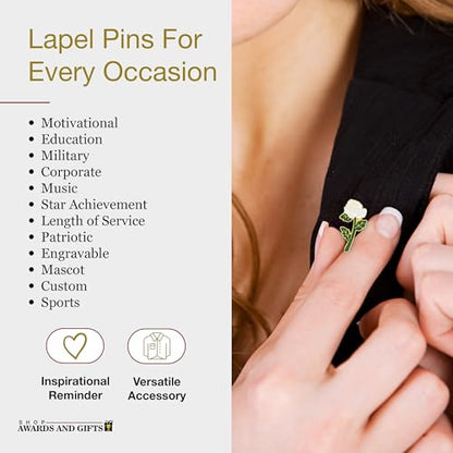 SHOP AWARDS AND GIFTS Rose Flower Enamel Metal Lapel Pin, Retro Pins for Clothes, - style: White Rose, Pack of 10