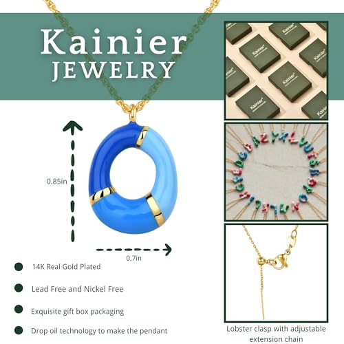 Kainier Bubble Letter Initial Necklace for Women, Colorful Balloon Alphabet Name Pendant Dainty Cute 14K Gold Plated Necklaces Jewelry Gifts… - color: Colourful, style: O