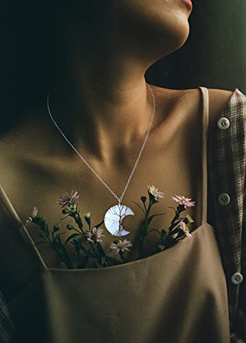 QINJIEJIE Opalite Necklace Moon Crystals Necklaces for Women Reiki Gemstone Quartz Life Tree Wire Wrapped Pendant Crystal Energy Witchcraft Healing Jewelry Mothers day Gift - color: ZY- Synthetic Opalite