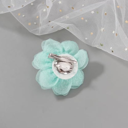 Rose Flower Brooches And Pins For Women - Pale Green Brooches With Hair Clip, Hair Pins And Flower Clips For Hair, Lapel Pins, Hat Pins, 3.1 Inches - color: Pale Green