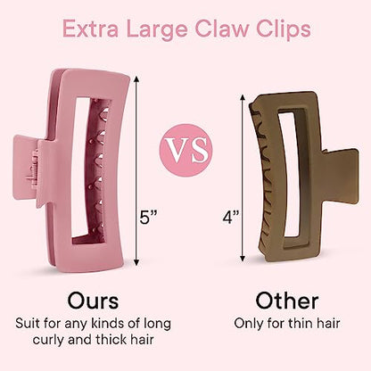 XL Claw Hair Clips (Matte) - 4 Pack Jumbo Non-Slip Clips for Long, Thick, Curly Hair - Women's and Girls' Hair Accessories - color: Style2