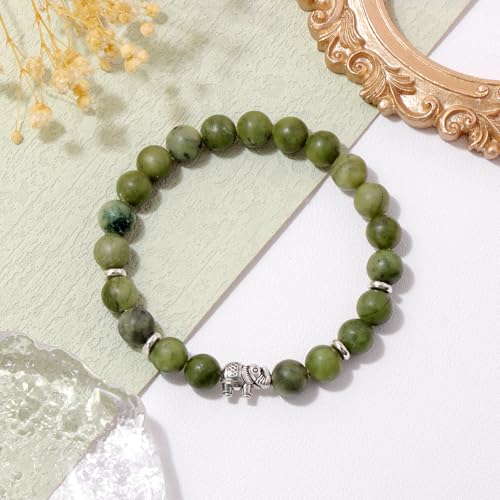 Healing Bracelet For Women Anxiety Beaded Bracelets Jewelry Healing Stone Crystal Bracelet Stress Relief Yoga Beads Chakra Bracelets Gifts For Women pink - color: Green Jade