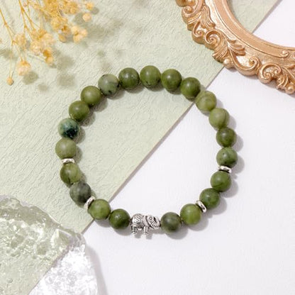 Healing Bracelet For Women Anxiety Beaded Bracelets Jewelry Healing Stone Crystal Bracelet Stress Relief Yoga Beads Chakra Bracelets Gifts For Women pink - color: Green Jade