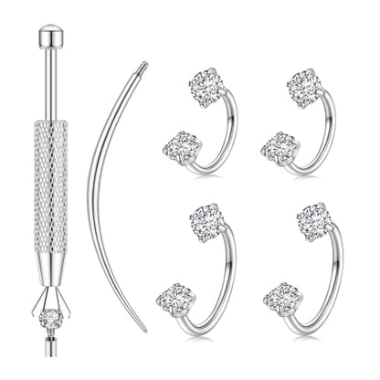 Horseshoe Nose Ring for Women, 20G 18G 16G Surgical Steel Nose Hoops, Multi-Purpose Nose Piercing Jewelry for Cartilage Helix Tragus Labret Septum Lips Ears - color: 16G-Silver 8MM&10MM