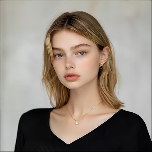 S925 Sterling Silver 14K Gold Necklace for Women Teardrop Cubic Zirconia Dainty Necklace Imitation Diamond Pear Cut CZ Pendant Necklaces for Women 18+2 Inch Jewelry Gift for Her - color: Gold