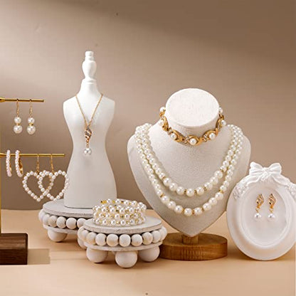 Bonuci 12 Pcs Women Pearl Jewelry Set Pearl Necklace Bracelet Earrings with Rhinestone for Wedding Birthday Bridal Tea Party - style: Noble Style