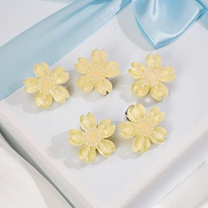 Jumwrit Flower Hair Clips Cute Snap Hair Clips Hawaii Flower Hair Clip 5PCS Hair Barrettes for Women Girls Flower Hair Accessories Clips（Yellow）