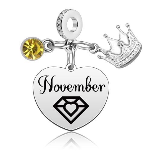 Birthday Gifts for Women Birthstone Charms for Bracelets Necklaces Jewelry Gift for Mom Wife Daughter Granddaughter Niece Sister Girlfriend - color: November