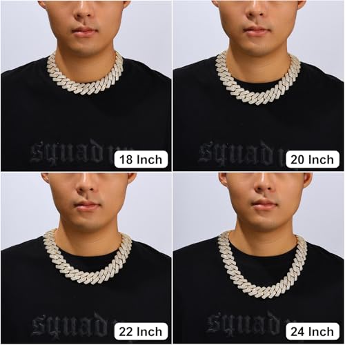 Ucciyo 30MM/25MM Cuban Link Chain for Men, Luxury Iced Out Diamond Chain | Luxurious Diamond-Simulated, Large Miami Cuban Style, 18K Gold Plated - color: 25MM-Gold, size: 20 Inch