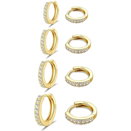 Huggie Hoop Earrings Small Hypoallergenic 14K Gold Plated Huggie Earrings For Women Simple Huggie Stud Earrings - color: Gold2-8/10/12/14mm