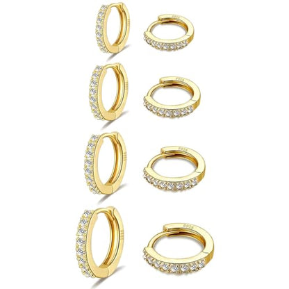 Huggie Hoop Earrings Small Hypoallergenic 14K Gold Plated Huggie Earrings For Women Simple Huggie Stud Earrings - color: Gold2-8/10/12/14mm