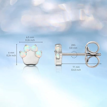 Limerencia G23 Pure Titanium Hypoallergenic Earrings | F136 Implant Grade Titanium Jewelry for Sensitive Ears - color: Cat Paws Opal