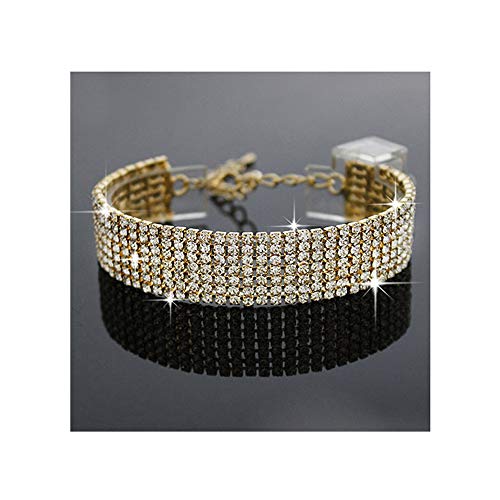 YINLI Charm Crystal Adjustable Bracelet Bangle Fashion Bridesmaid Bridal Jewelry Silver and Gold Plated - color: Gold