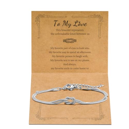 Matching Bracelets for Couples Love Knot Bracelet Pinky Promise Soulmate Relationship Friendship Bracelets Forever Infinity Jewelry Gifts for Women Her Him - style: LOVE-S