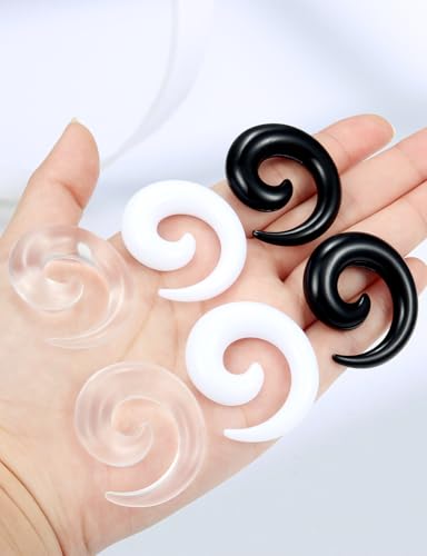 14-00G Ears Gauges Tunnels Plugs for Women Acrylic Spiral Snail Ear Gauge Septum Stretching Kit Earring Expander Stretcher Earrings Piercing Jewelry for Women Men - style: 00G Tapers
