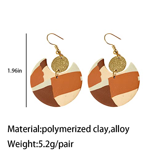 Retro Wooden Resin Geometric Bar Drop Dangle Earrings Layered Leopard for Women Polymer Clay Lightweight Statement Jewelry - style: 3