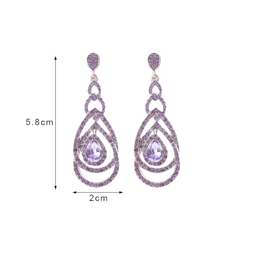 Cute Hollow Crystal Rhinestone Teardrop 8-Shaped Long Dangle Earrings for Women Fashion Strand Jewelry - style: Style11