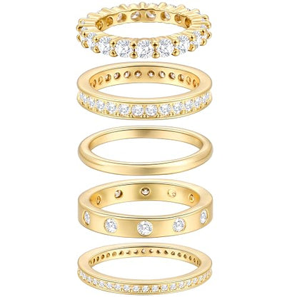 Gold Rings for Women Non Tarnish, 14k Gold Plated Dainty Stacking Cubic Zirconia Thumb Rings, Gold Knuckle Women Rings Set Jewelry Size 5-10 - color: gold-1