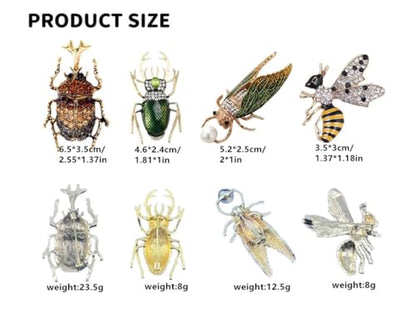4 PCS smile wood Animal Insect Style Collection Brooches Set Women Brooches Bulk Lapel Pins Jewelry Designed With Rhinestone Elegant Lapel Pins For Everyday wear, Garden parties Wedding Valentine Mother's Day Christmas