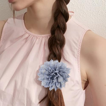 12cm Holiday Handmade Fabric Flower Brooch Pin for Women Girls Fashion Gold Thread Stripes Peony Brooches Lapel Hair Pins Dainty Anniversary Wedding Festival Dress Accessories Gift - color: Blue