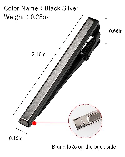 [TAVARAT] Tie Clip Tie Clips for Men Black Silver Light Gold Tie Bar Tie Pin Tps-163 - style: black silver
