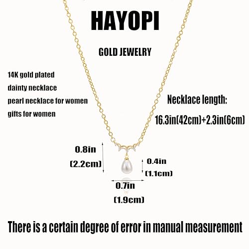 Pearl Necklaces for Women Trendy,14k Gold Plated Pearl Pendant Necklace Dainty Wedding Necklace Small Cute Gold Choker Necklace for Women Non Tarnish Gold Prom Jewelry Fashion Bridesmaids Gifts - color: Horizontally CZ
