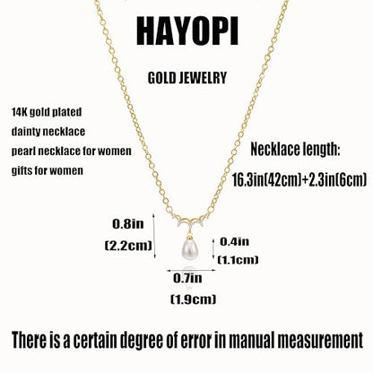 Pearl Necklaces for Women Trendy,14k Gold Plated Pearl Pendant Necklace Dainty Wedding Necklace Small Cute Gold Choker Necklace for Women Non Tarnish Gold Prom Jewelry Fashion Bridesmaids Gifts - color: Horizontally CZ